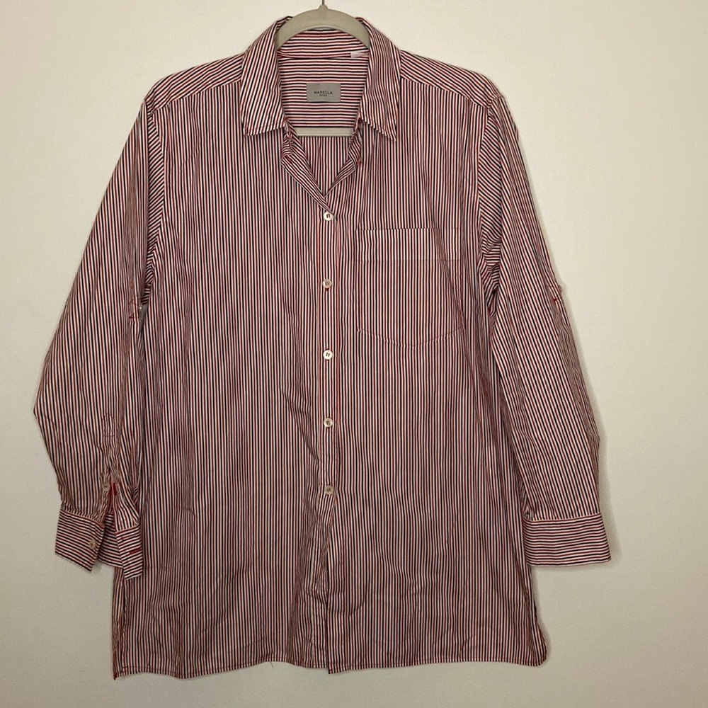 💜Marcella Sports Stripped Button Down Collar Shirt US 8